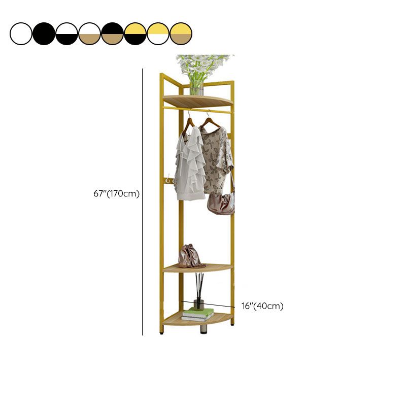 Metal Free Standing Hall Tree Contemporary Hall Stand with Shelves