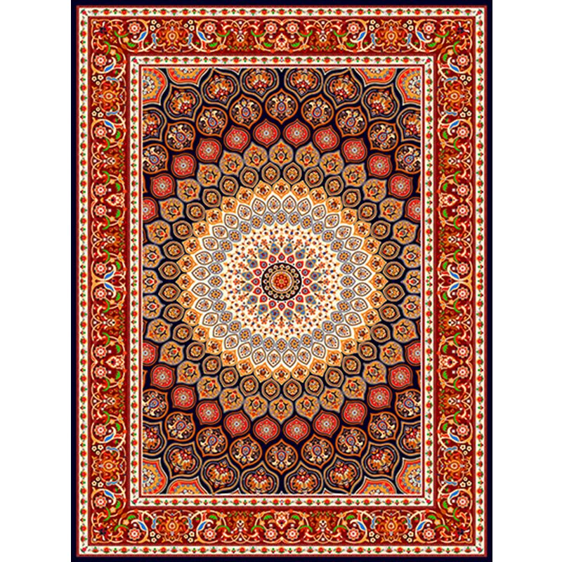 Moroccan Style Bedroom Rug Multi Color Flower Print Carpet Polyester Washable Pet Friendly Anti-Slip Backing Rug