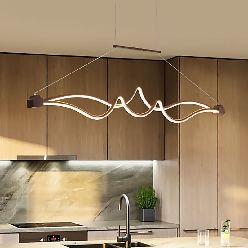 Spiral Acrylique Pendant lustre moderniste LED Black suspendu plafond pour salle à manger en blanc / chaud / naturel Lumière