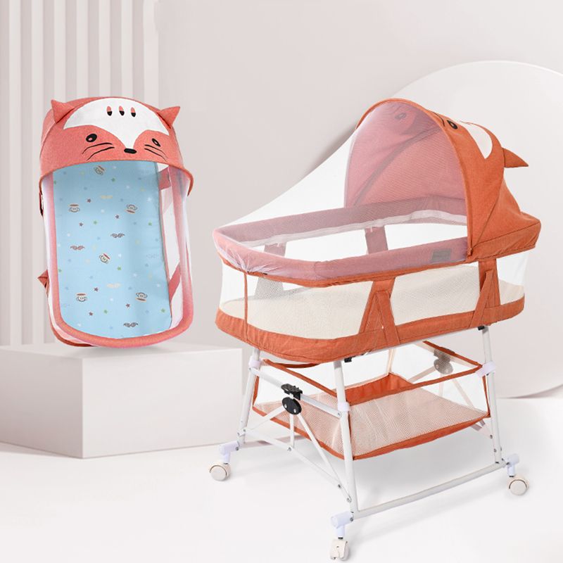 Contemporary Portable Crib Cradle Metal Bedside Bassinet With Canopy