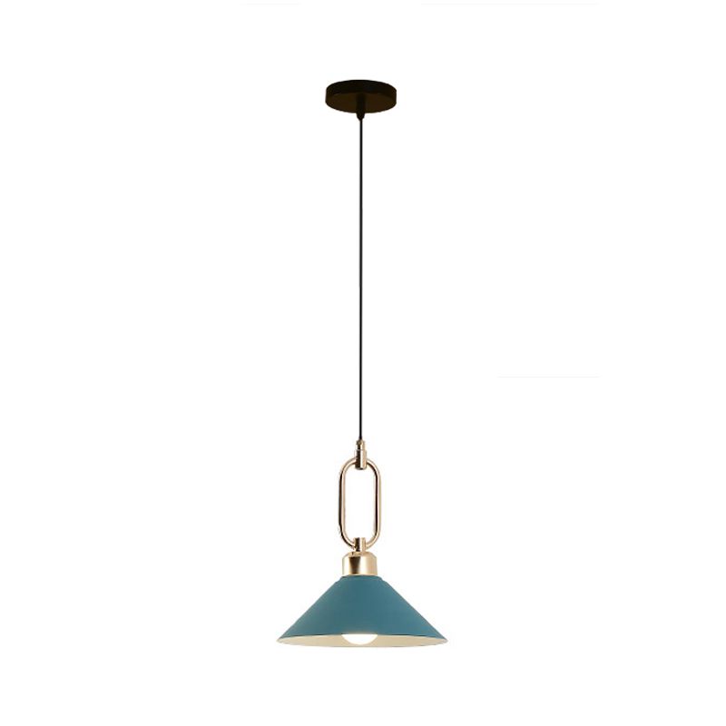 Black/Pink/Blue Cone Hanging Light Macaron 1/3-Light Metal Buckle Pendant Ceiling Lamp over Dining Table