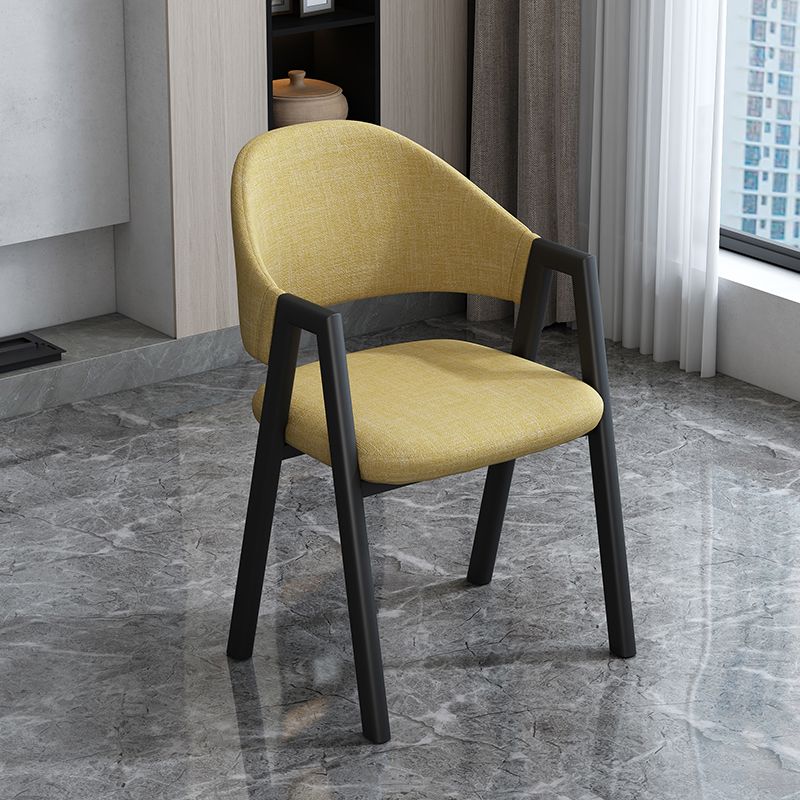 Modern Style Metal Side Chair Open Back Dining Side Chair with Black Legs