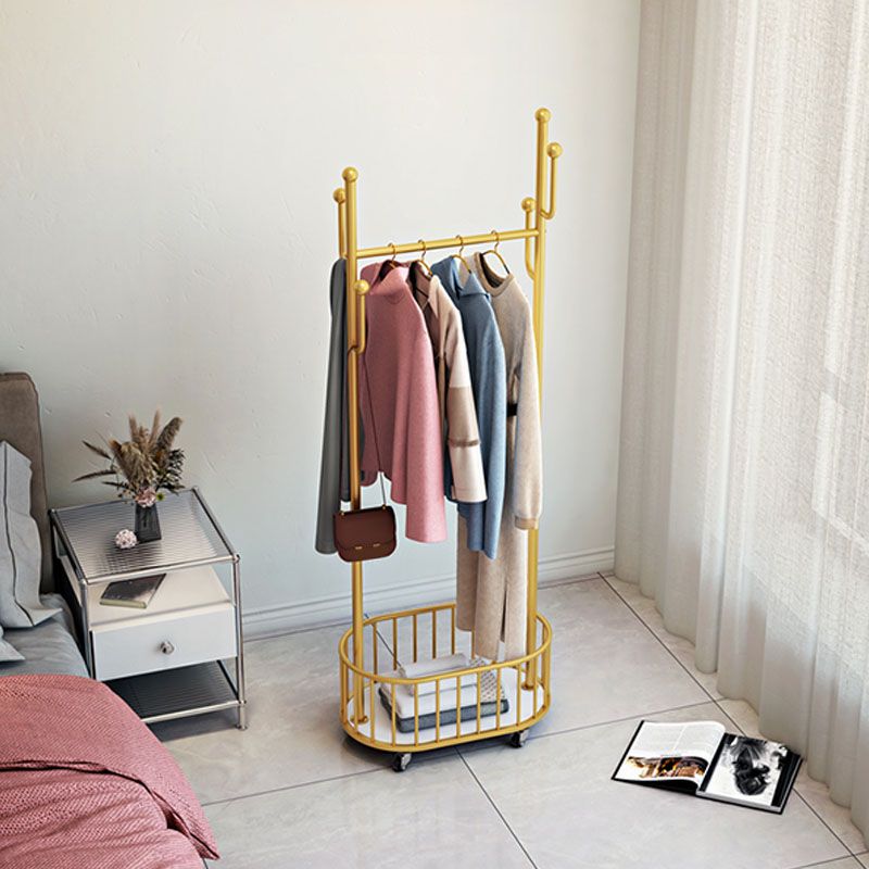 Glam Metallic Coat Hanger Pure Color Hooks Design Free Standing Coat Rack