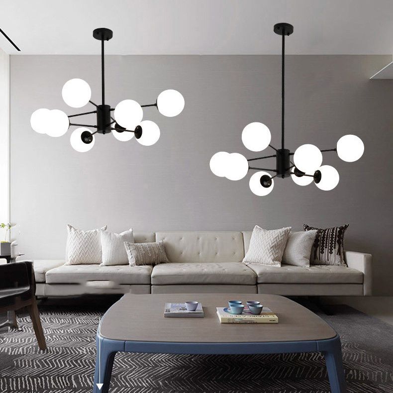 Simple Pendant Lighting Fixture Modern Style Glass Ball Shade Hanging Chandelier