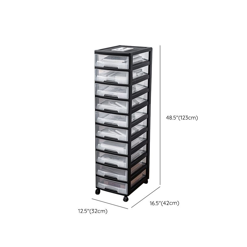 Modern Plastic Black Filing Cabinet with Drawers for Home and Office