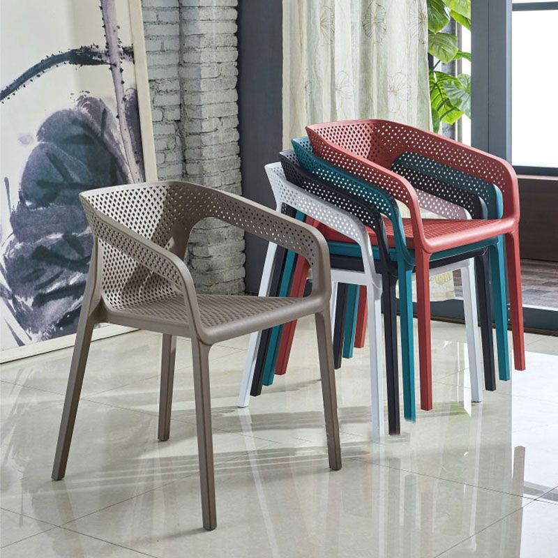 Contemporary Stackable Chair Dining Kitchen Arm Chairs with Plastic Legs