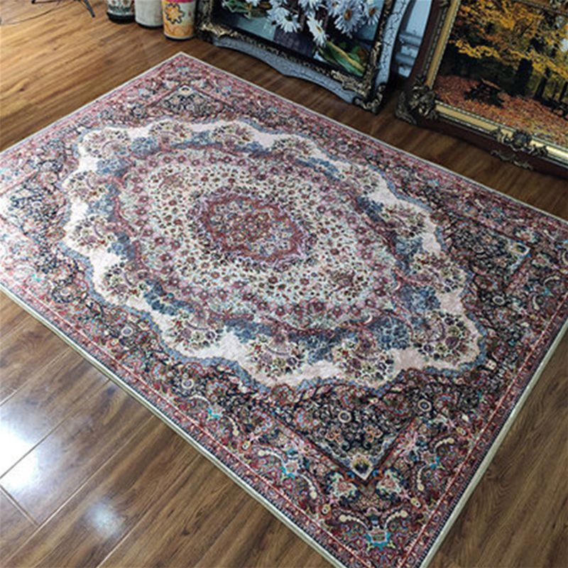 Moroccan Medallion Printed Rug Polyester Carpet Anti-Slip Backing Indoor Carpet for Home Decoration