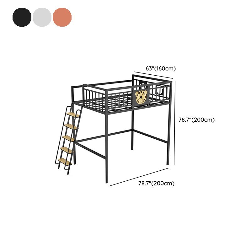 Metal Loft Bunk Bed Open Frame Bed with Guardrails and Stairway