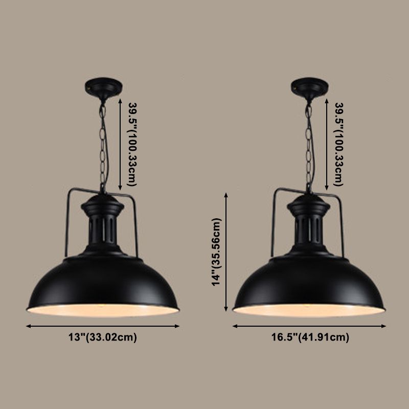 1-Light Industrial Hanging Ceiling Lights Metal Dome Pendant Light Fixtures