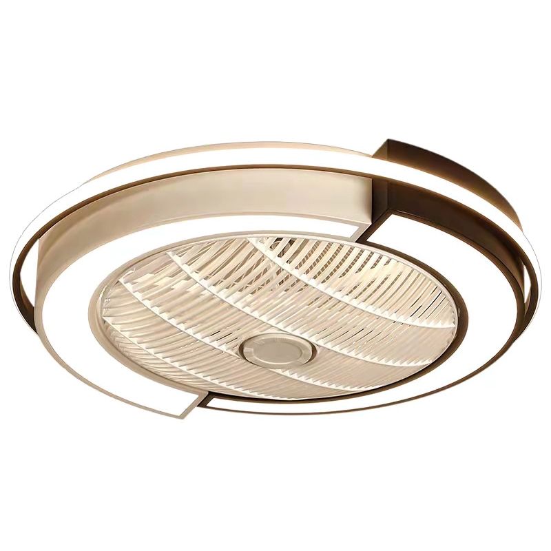 Luz de ventilador LED de techo en forma de tambor de empalme Light Nordic Metal Bedroom Semi Flush Mount Lighture