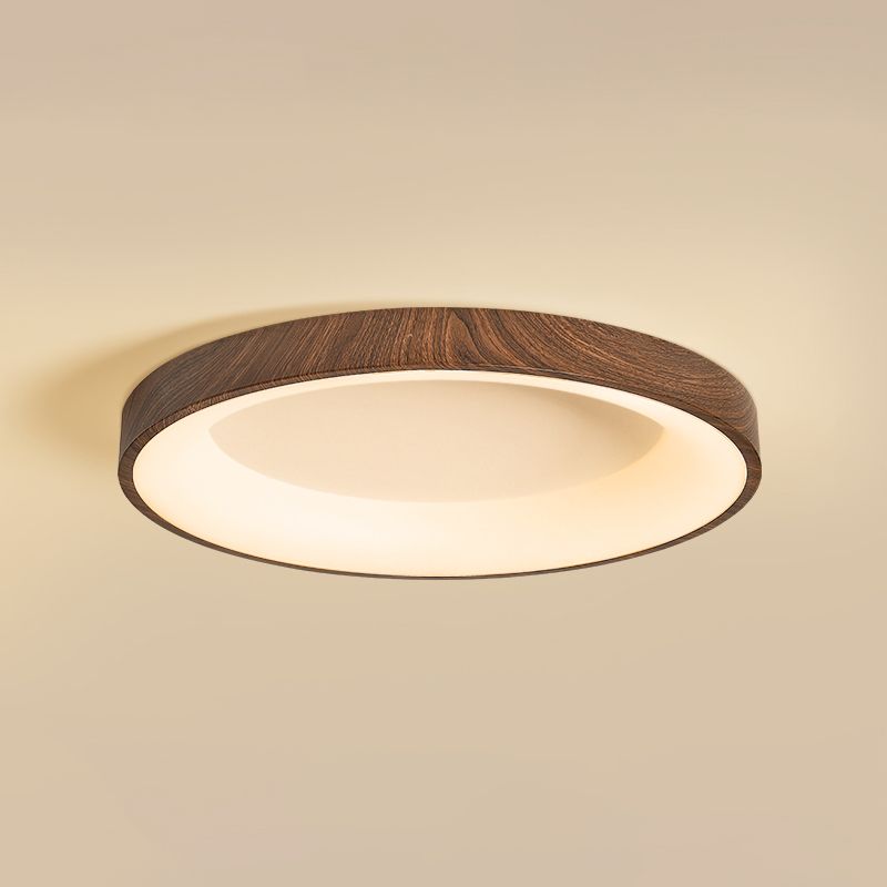 Geometry Shape LED Ceiling Lamp Modern Wood 1 Light Flush Mount for Bedroom Study