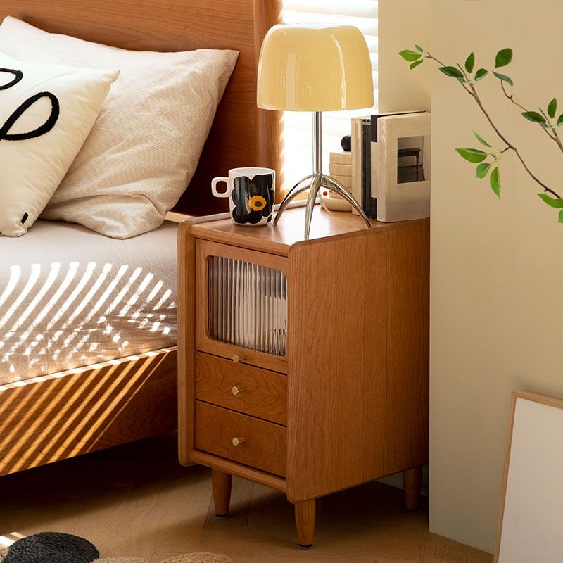 Contemporary Bedside Cabinet Solid Wood Bed Nightstand for Bedroom