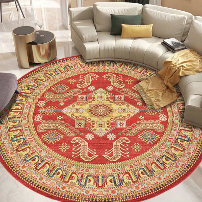 Multicolor Antique Rug Synthetics Geometric Area Carpet Non-Slip Backing Pet Friendly Indoor Rug for Parlor