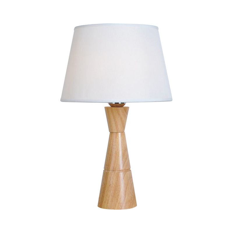 Empire Shade Night lampe nordique tissu 1-Light Wood Table Éclairage avec base en forme d'entonnoir