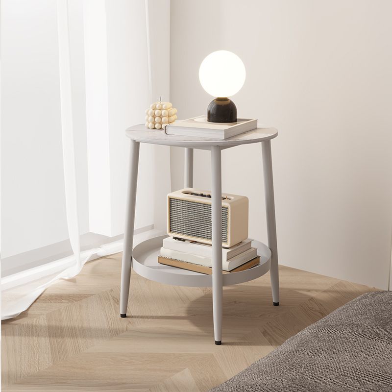 1 Shelf Stone Bedside Cabinet Contemporary Night Table With Legs ,19.7" Tall