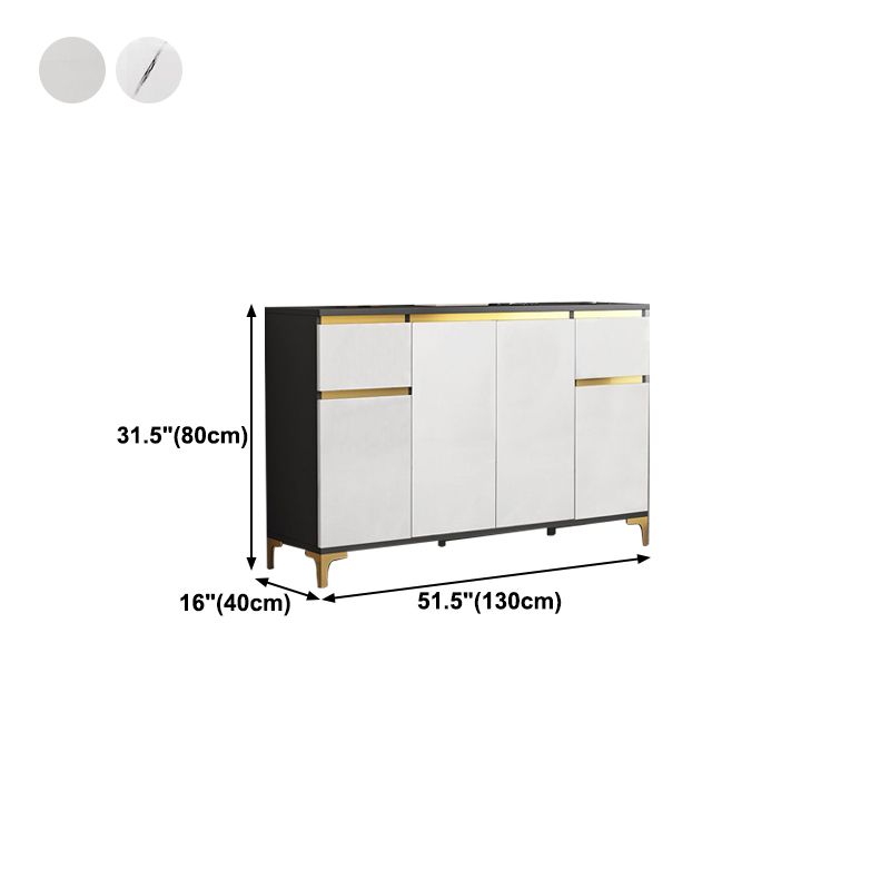 Modern Engineered Wood Sideboard White Server with Drawer for Living Room