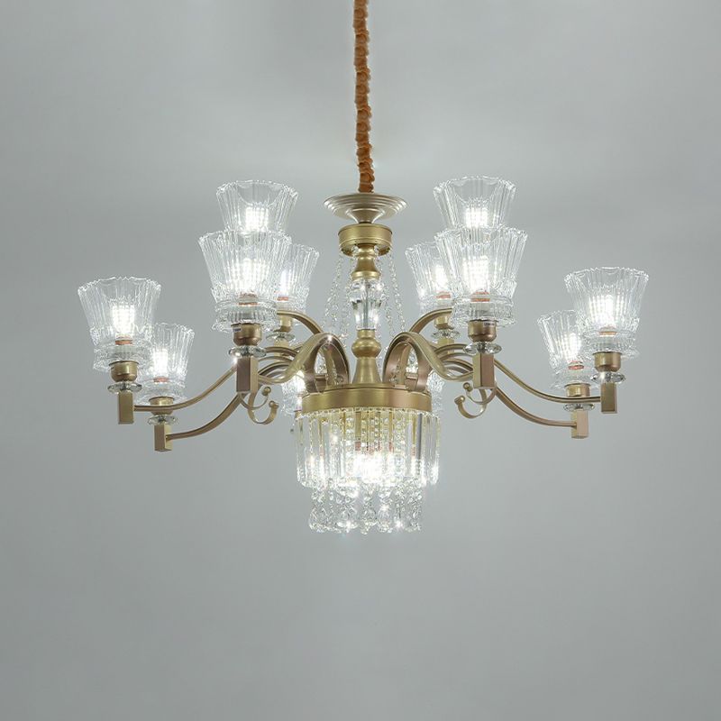 Sputnik Ceiling Chandelier Contemporary Crystal 11/13/15 Heads 37.5"/40.5"/41" Wide Satin Brass Hanging Light