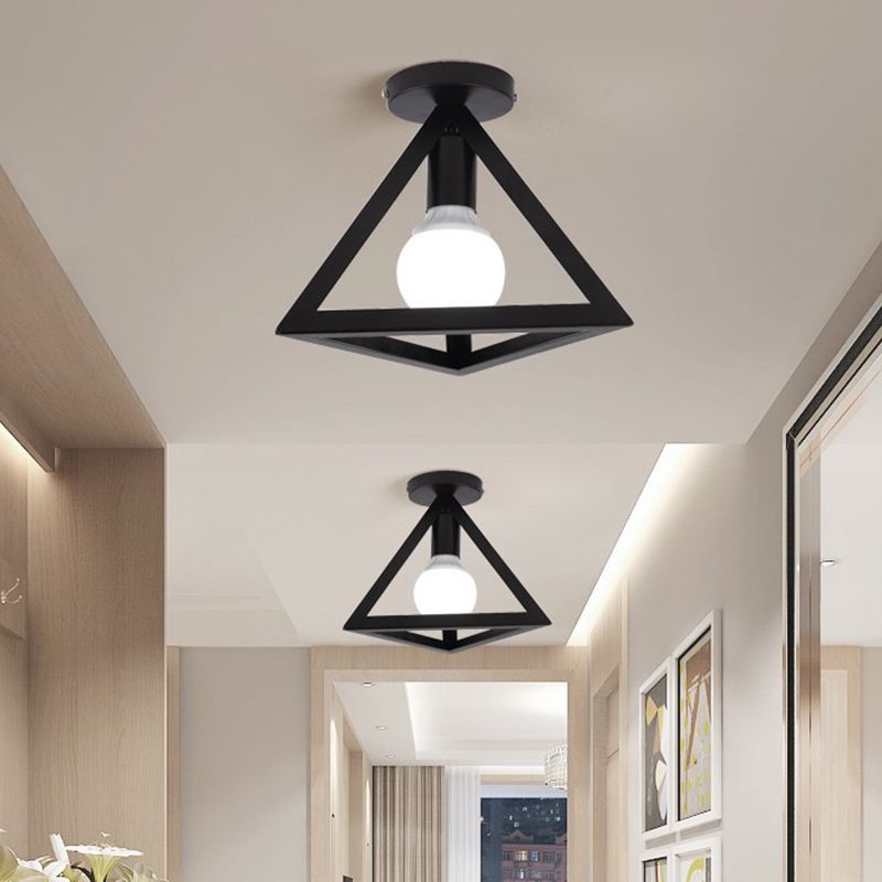 Metal Geometric Shape Flush Ceiling Light Modern 1 Light Flush Mount Light Fixture