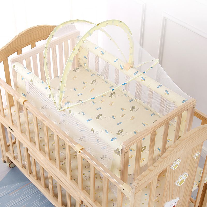 Solid Wood Rectangle Bassinet Gliding Crib Cradle with Upholstered for Baby