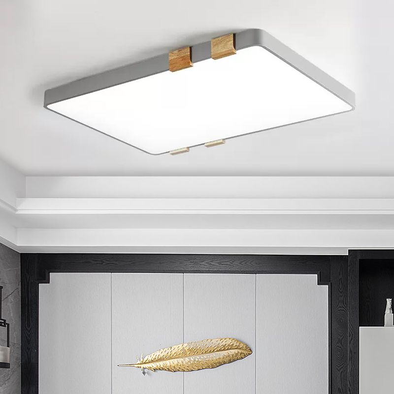 Nordic 1 Light Massimale Lampada con Acrylic Shade Grey / White Rectangular Flush Mount Lighting in Warm / White Light