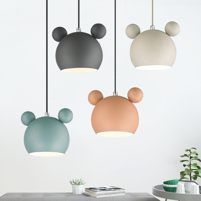 Metal Mickey Shade Hanging Lights Modern Macaron Style 1 Light Hanging Mount Fixture for Bedroom