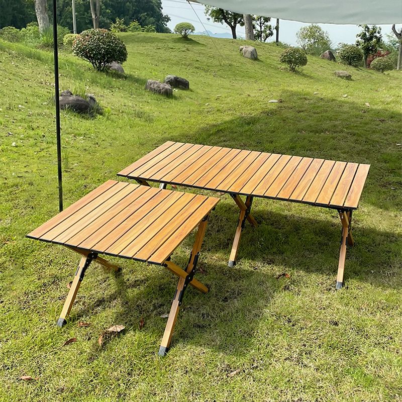 Solid Wood Dining Table Industrial Rectangle Folding Table with Metal Base
