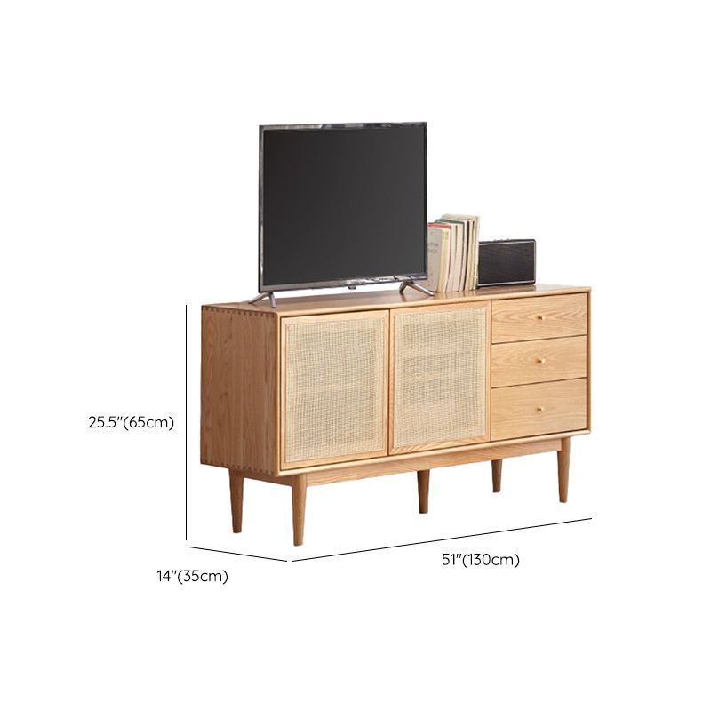 Scandinavian TV Stand Console with Wooden Shelf for Living Room