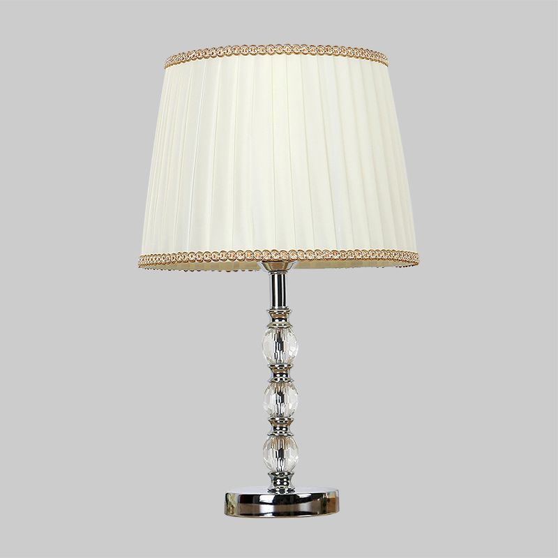 Crystal Barrel Nightstand Light Contemporary 1 Bulb Beige Night Table Lighting for Bedroom