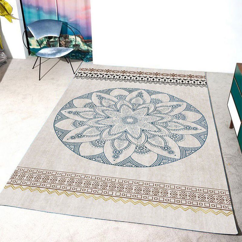 Grey Morocco Area Rug Geometric Pattern Polyester Area Rug Stain Resistant Rug for Home Decor