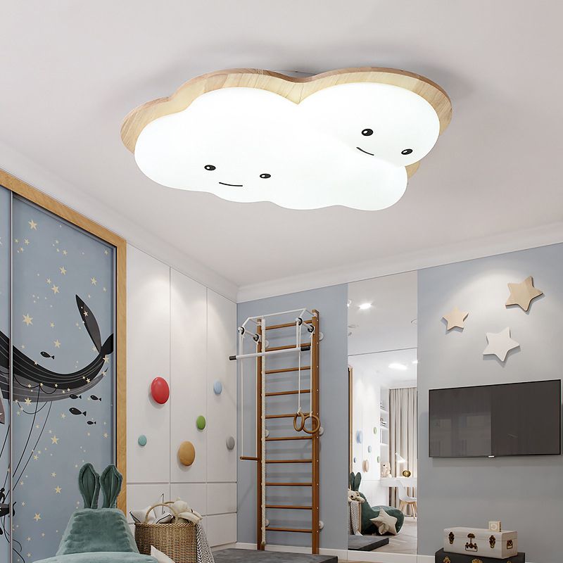 Modern Ceiling Light Wooden Ceiling Mount Light with Acrylic Shade for Bedroom