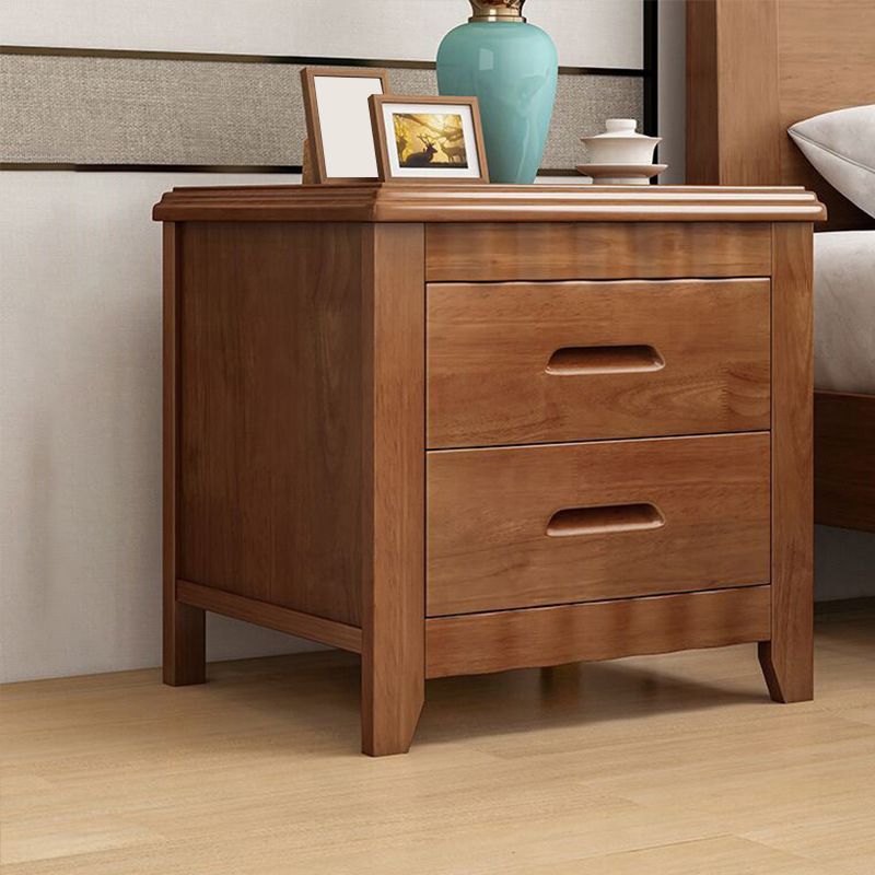 Modern Accent Table Nightstand Antique Finish Nightstand with Drawers