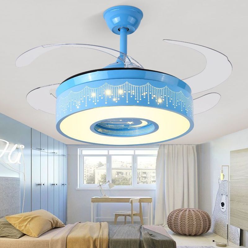 Children Style Ceiling Fan Light LED Fan Lamp with Acrylic for Living Room