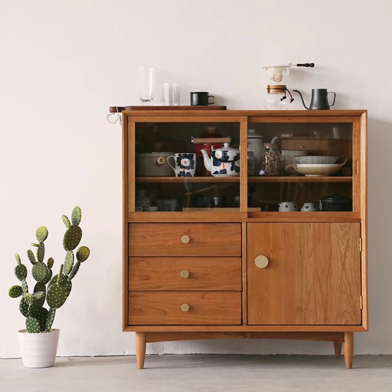 Contemporary Sideboard Cabinet Solid Wood Sideboard Table with Drawers for Dining Room