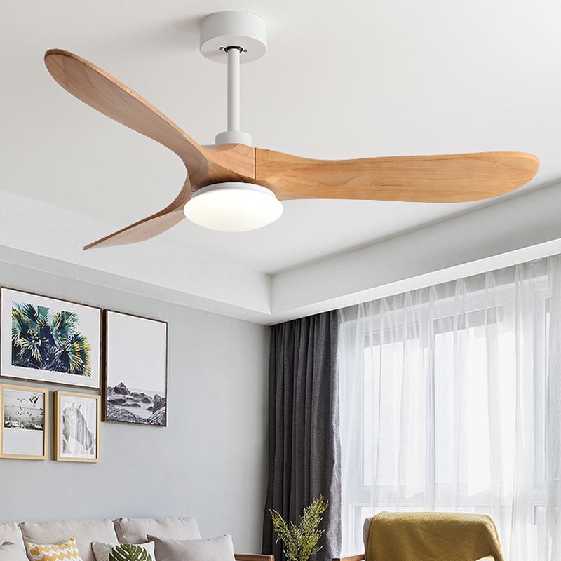 Nordic Style LED Ceiling Fan 3-Blade Fan Lighting with Wood for Bedroom