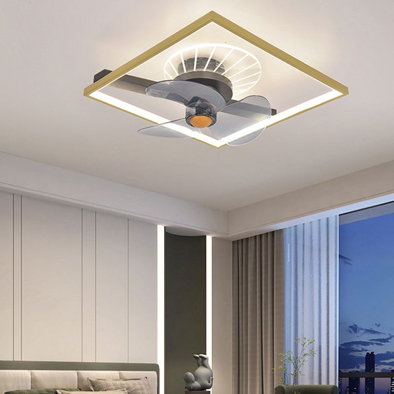 Nordic Geometry Flush Mount Fan Light Metallic Bedroom LED Semi Flush Ceiling Light