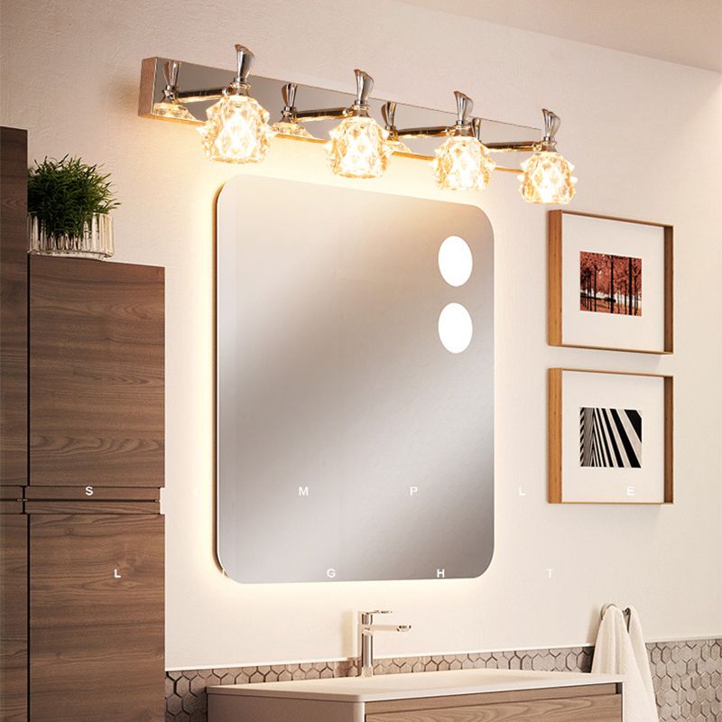 Luz de tocador contemporáneo accesorios de iluminación de espejo de vidrio simple para sala de lavado