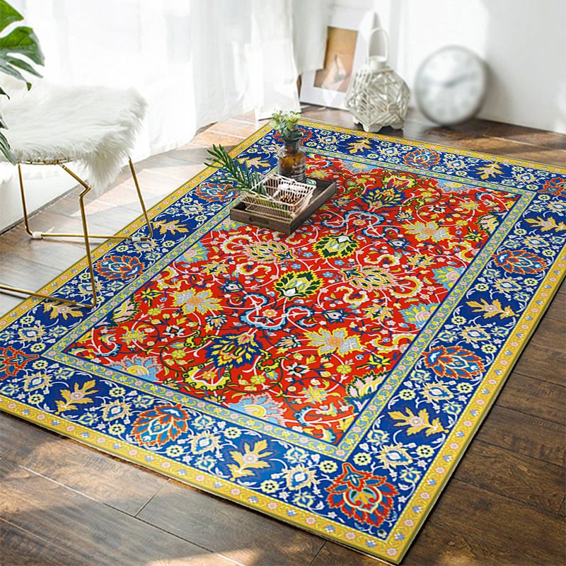 Moroccan Polyester Rug Multicolor Tribal Print Carpet Stain Resistant Indoor Rug for Home Decoration