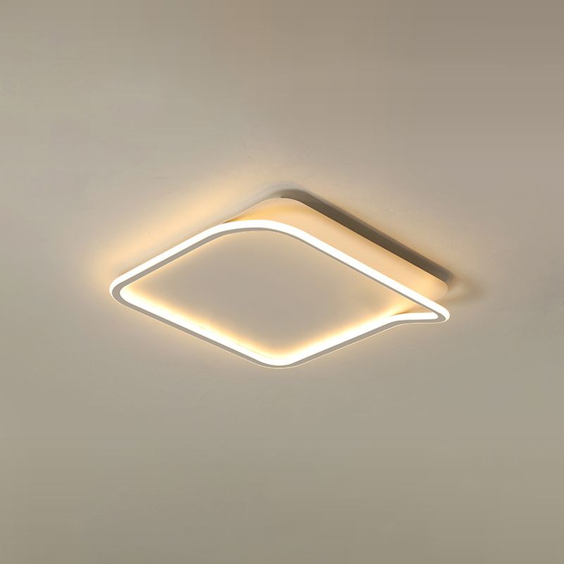 Modern Style Geometry Shape Ceiling Light Metal 1 Light Ceiling Lamp in White