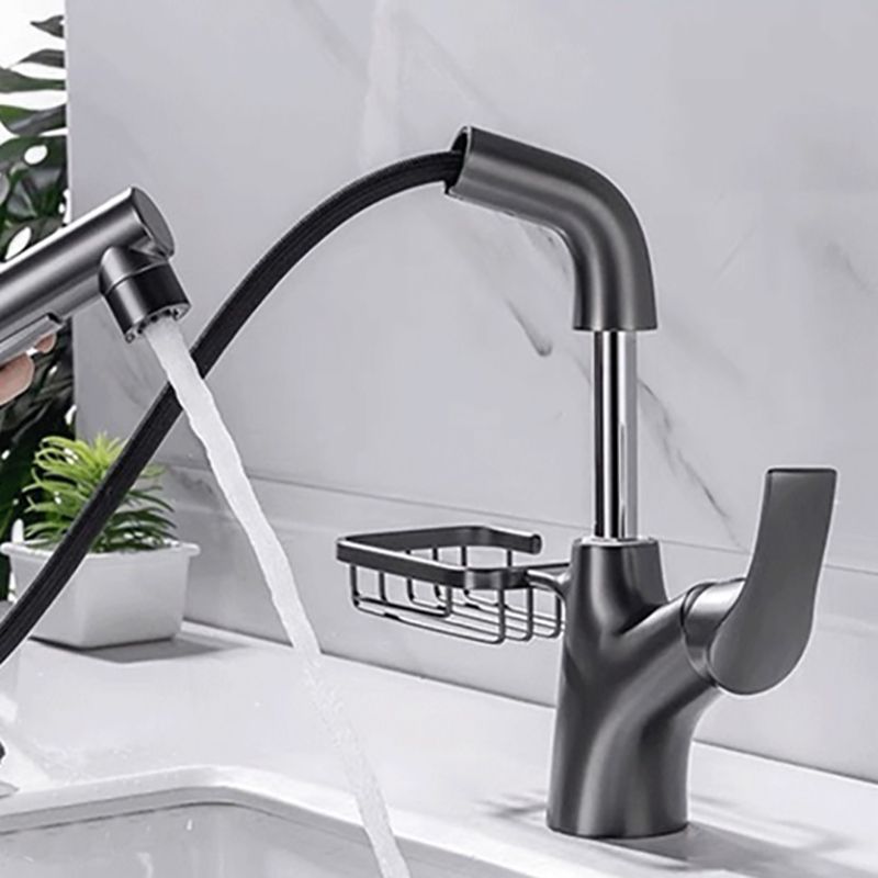 Lever Handles Sink Faucet Circular Swivel Spout Brass Bathroom Sink Faucet