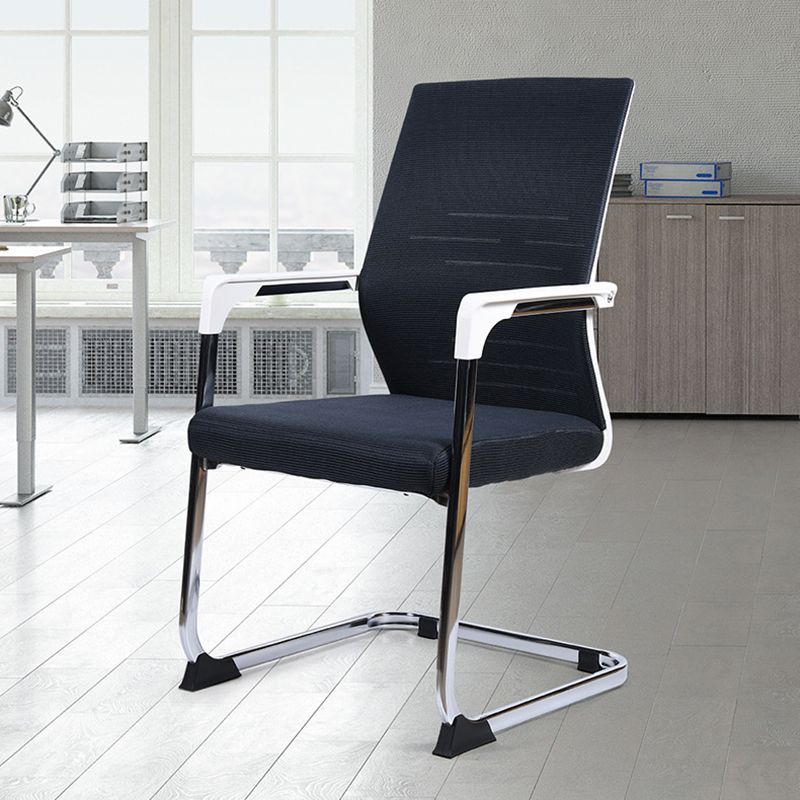 Modern Black Metal Desk Chair with Mid Back Home Office Chair