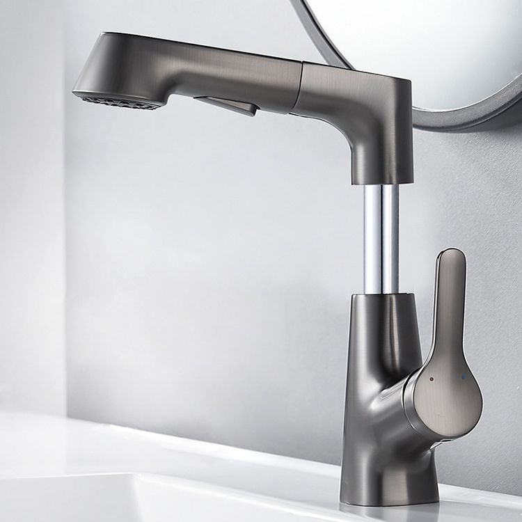 Modern Copper Vessel Faucet Lever Handles Retractable Low Arc Vessel Faucet