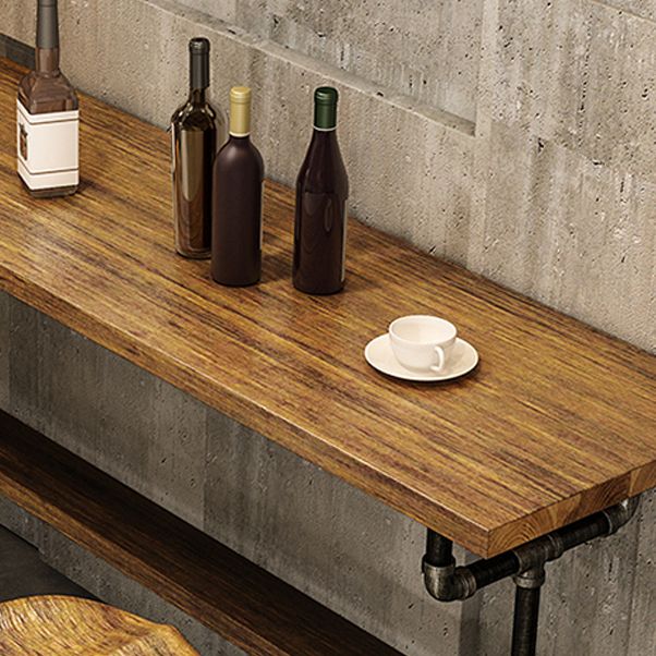 Industrial Wood Counter Table with Rectangle Table Top Black Trestle Table - 42" H