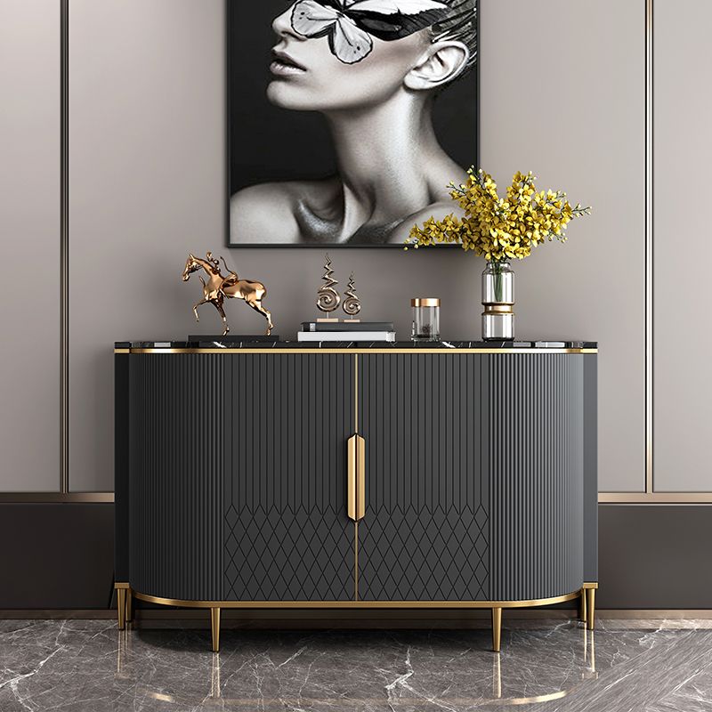 Glam Sideboard Marble Sideboard Cabinet with Doors for Kitchen