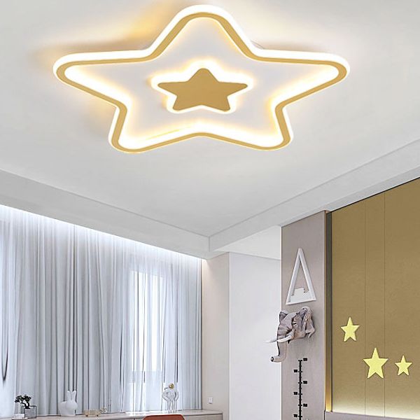 Modern Creative LED Flush Mount Acrylic Starry Ceiling Fixture in Gold