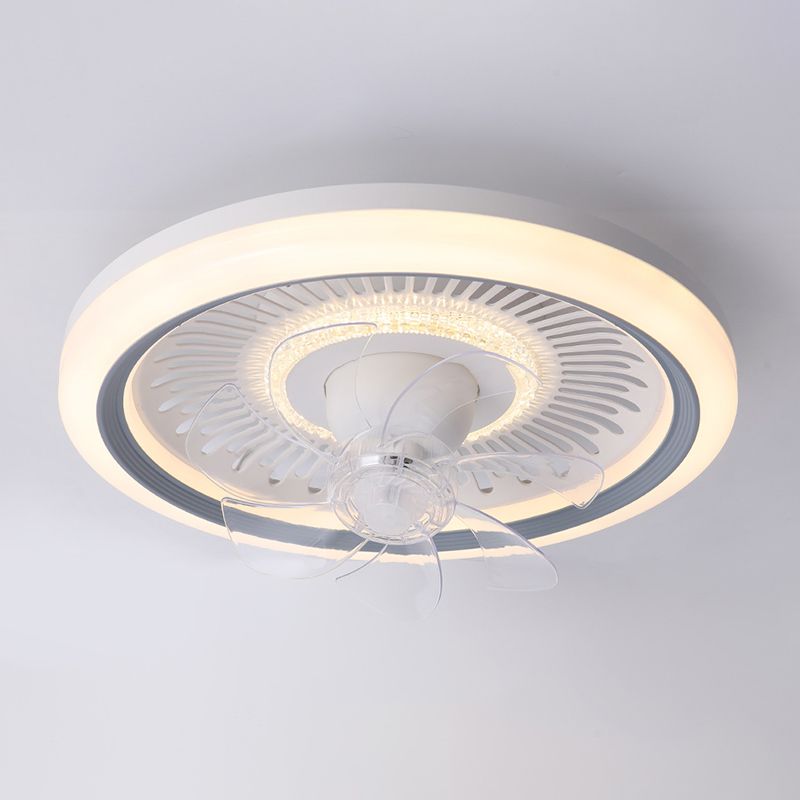 7-Blade Contemporary Ceiling Fan LED Polish Finish Fan with Light for Foyer