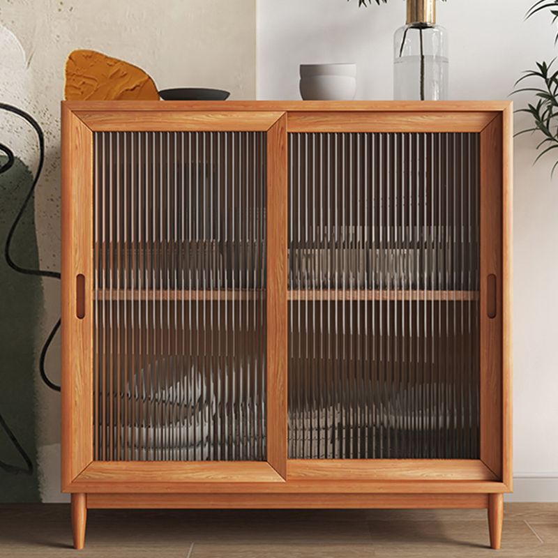 Modern Solid Wood Display Cabinet Glass Door Storage Cabinet with Drawers