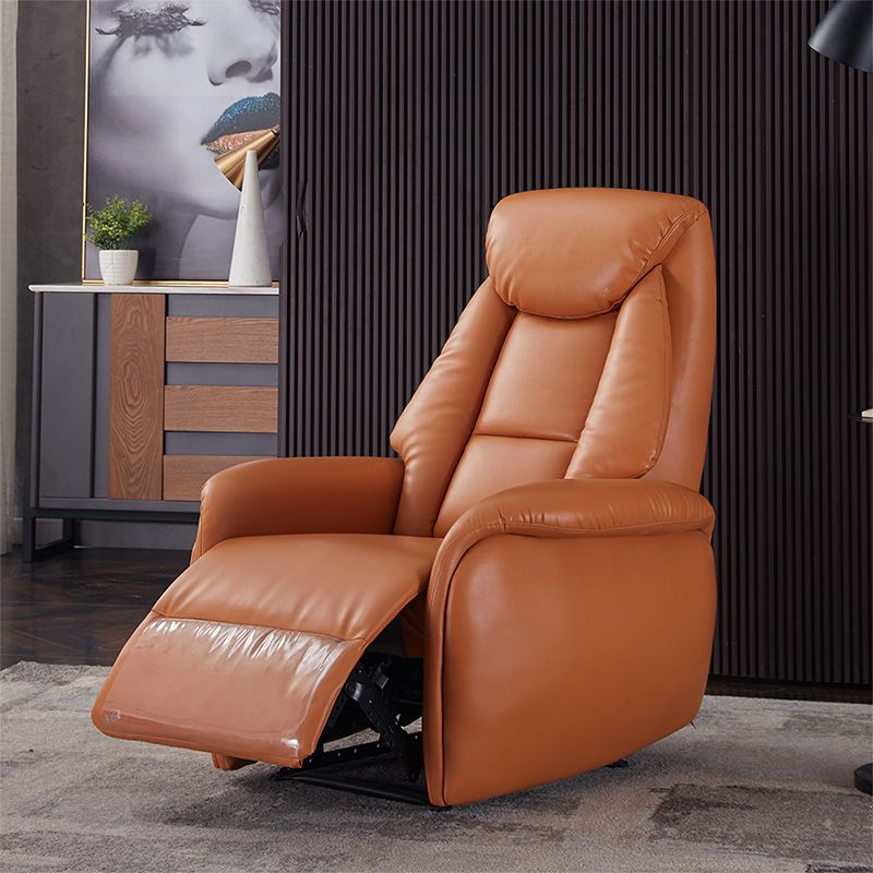 Glam Genuine Leather Recliner Chair Solid Color Standard Recliner