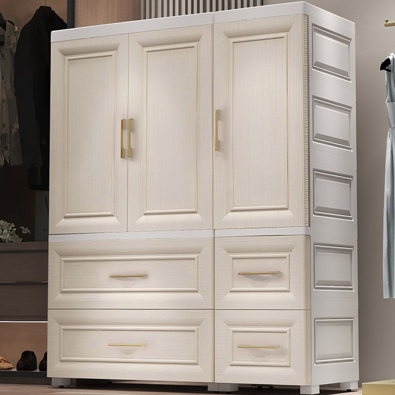 Modern Plastic Armoire Cabinet Wheels Included Youth Armoire,31.5" D x 14.2" W x 43.3" H