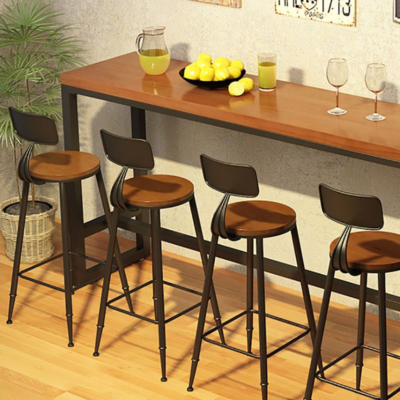 Industrial Natural Bistro Bar Desk Indoor Footrest Trestle Bistro Bar Table