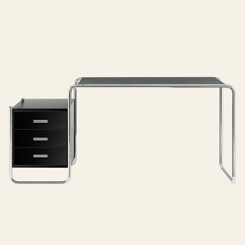 Black and White Office Desk Pedestal Wooden Writing Desk for Home